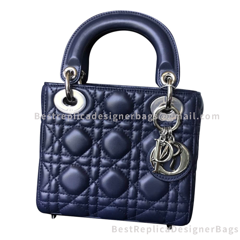 Dior Mini Lady Dior Lambskin Bag Blue SHW